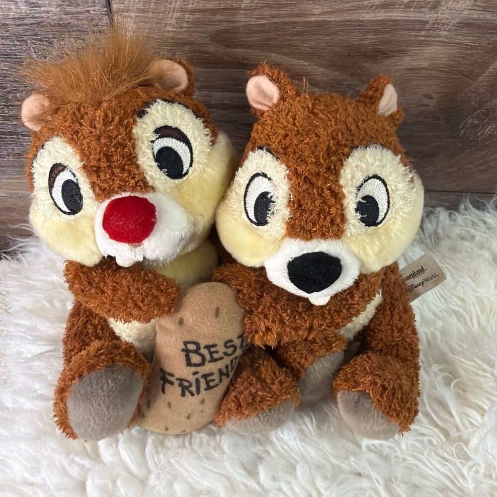 Vintage Disneyland Chip & Dale Plush Chipmunks Best Friends Disney Park Stuffed